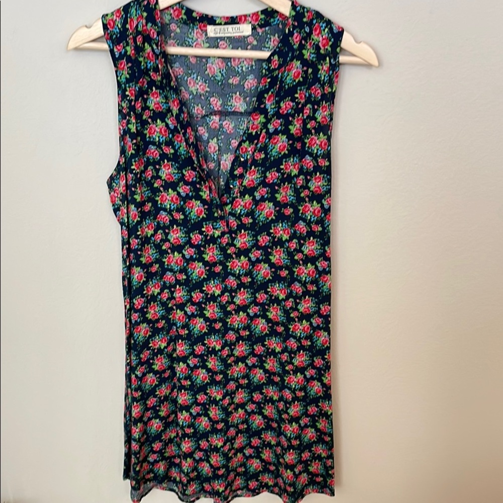 Elegant Pink and Blue Fitted Sleeveless Dress